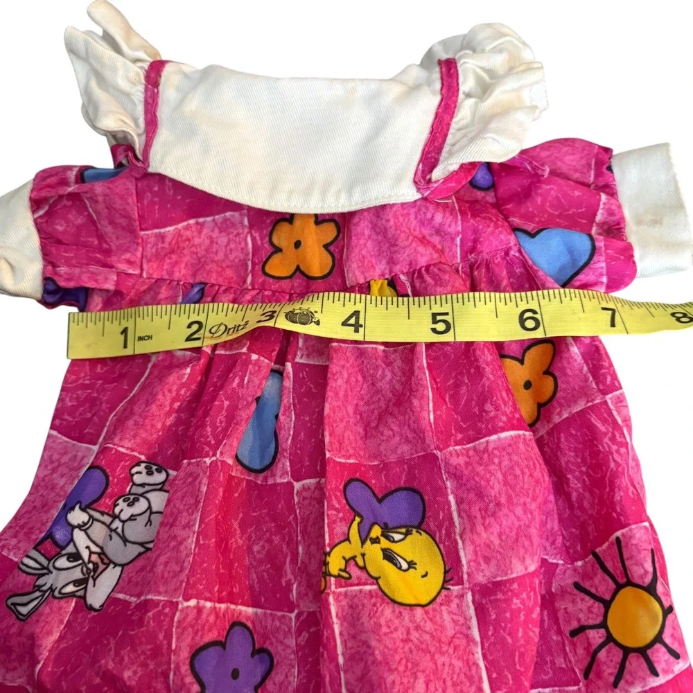 Vintage Doll Clothes Romper Outfit Looney Tunes Tweety Bird Bugs Bunny Pink - Picture 7 of 8